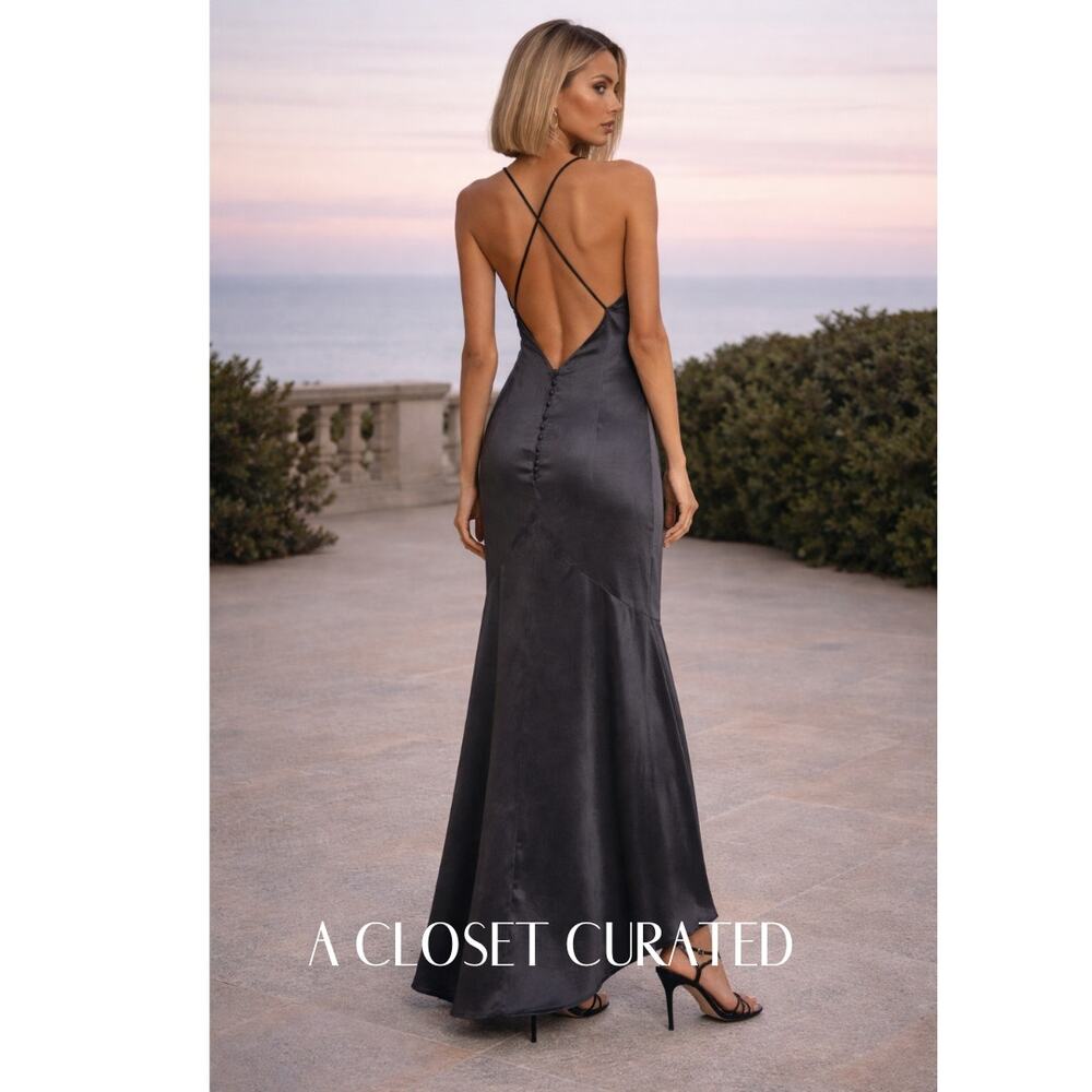 Elliatt Aisle Satin Slip Maxi Dress XL Black NWT - Picture 3 of 9